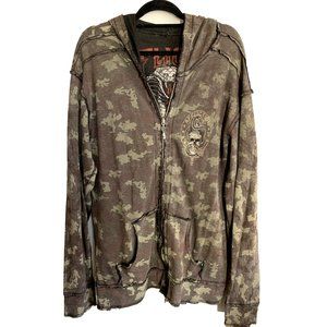 Affliction Reversible Hoodie Mens XL Black Camo Attack Squadron American Customs